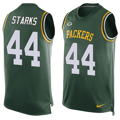 Men's Limited James Starks Nike Jersey Green - #44 Player Name & Number Tank Top NFL Green Bay Packers